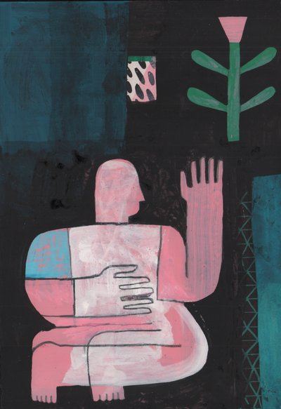 Fekete és kék 1, 2023 (vegyes festék papíron) alkotó: David Shillinglaw