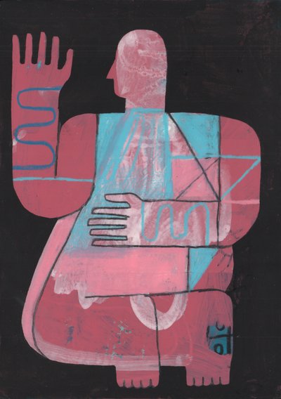 Fekete és kék 5, 2023 (vegyes festék papíron) alkotó: David Shillinglaw