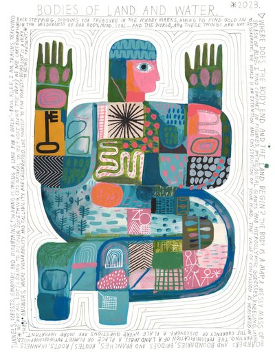 Bodies Of Land And Water, 2023 (akril és ceruza, papír) alkotó: David Shillinglaw
