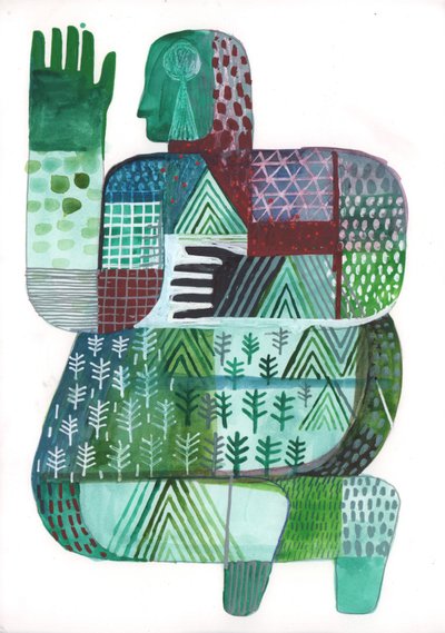 Bodies of Land and Water 3, 2023 (vegyes festék papíron) alkotó: David Shillinglaw