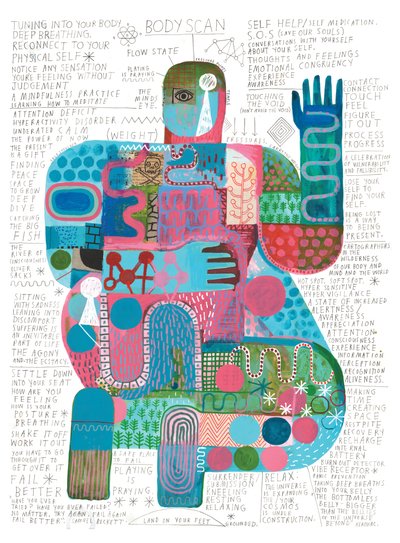 Body Scan, 2023 (akril és ceruza, papír) alkotó: David Shillinglaw