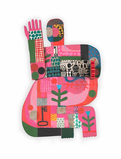 Hot Mess / Unhinged 1A, 2023 (mixed paint and collage on hinged wooden assemblage) alkotó: David Shillinglaw