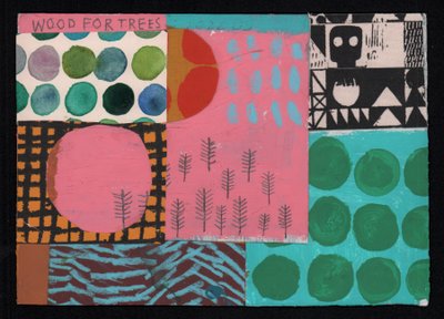 Wood For Trees, 2023 (festék és kollázs) alkotó: David Shillinglaw