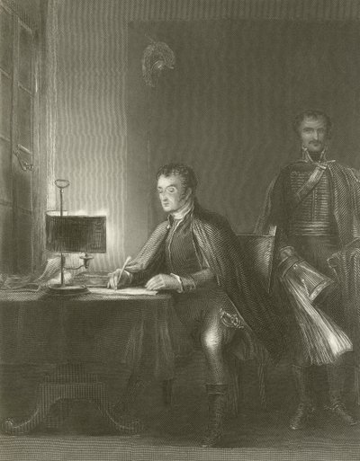 Wellington hercege küldeményeit írja alkotó: David Wilkie