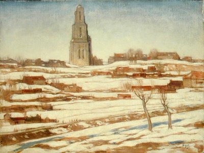 St. Eloi-hegy, tél (olaj, vászon) alkotó: David Young Cameron
