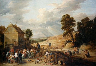 Country tánc egy fogadó előtt (olaj, vászon) alkotó: David Teniers the Younger