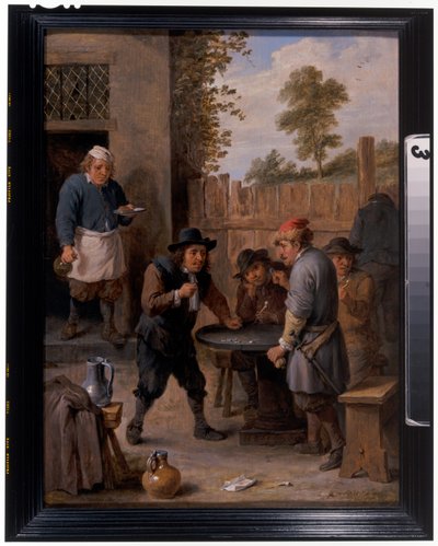 Parasztok kockajátékkal a fogadó előtt alkotó: David the Younger Teniers