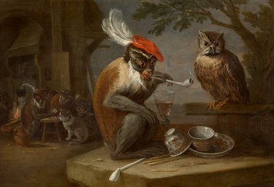 Singerie (olaj, vászon) alkotó: David the Younger Teniers