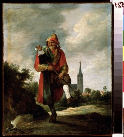 Bolond (Egy bolond). David Teniers ifjabb (1610-1690) festménye. Olaj, vászon, 35 x 29 cm, 1640 körül. Flamand művészet, barokk művészet. Puskin Szépművészeti Múzeum, Moszkva. alkotó: David Teniers the Younger