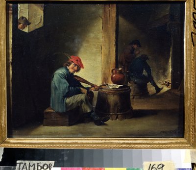 Egy zenész (A Musician). David Teniers ifjabb (1610-1690) festménye. Olaj, fa, 26,3 x 37,8 cm. Flamand művészet, barokk stílus. Regionális Művészeti Galéria, Tambov (Oroszország). alkotó: David Teniers the Younger
