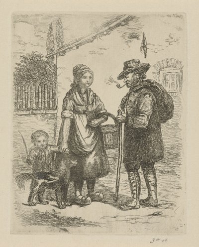 Farmer és farmer felesége egy farmon alkotó: David van der Kellen