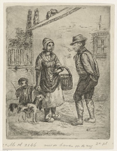 Farmer és farmer felesége egy farmon alkotó: David van der Kellen