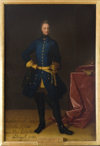 XII. Károly, roi de Suede – XII. Károly svéd király (1682-1718) portréja, készítette: Krafft, David, von (1655-1724). Olajfestmény. Mérete: 249x165 cm. Nemzeti Múzeum Stockholm alkotó: David von Krafft