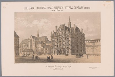 Tervezés egy javasolt szállodához az amszterdami Dam téren A javasolt új szálloda az amszterdami gáton (cím az objektumon) A Grand International Alliance Hotels Company (Limited) tőkéje 300 000 GBP (cím a tárgyon) alkotó: Day and Co.