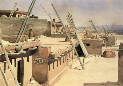 Utca a Pueblo of Zuni-ban, Új-Mexikó, 1888. alkotó: De Lancey Gill