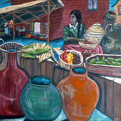 Mercado, 2023 (akril, vászon) alkotó: Deborah Eve Alastra