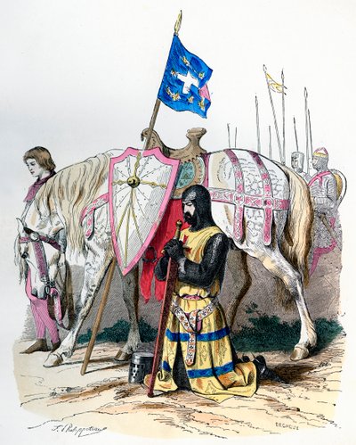 Egy lovag imát mond, mielőtt elindulna a második keresztes hadjáratra, 1146 1882-1884. alkotó: Deghouy