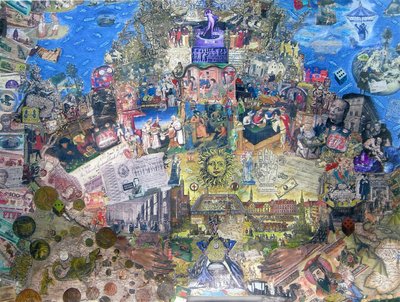 A hitel halála, 2010 (kollázs és vegyes technika, vászon) alkotó: Deirdre Kelly