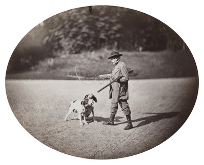 Hunter with Dogs, 1862 körül (album ezüst nyomat) alkotó: Delmaet and Durandelle