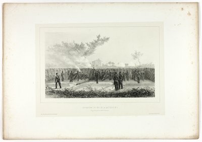 Az 1-es számú akkumulátor tüzet nyit, a Souvenirs of Italy: Rome Expedition kínálatából alkotó: Denis Auguste Marie Raffet