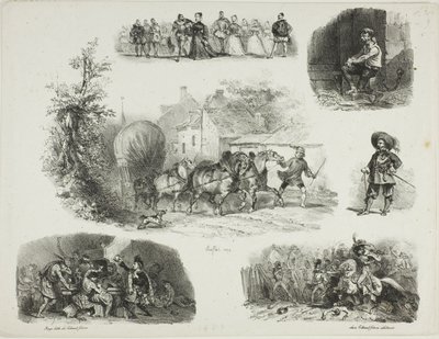 Vázlatok lapja alkotó: Denis Auguste Marie Raffet