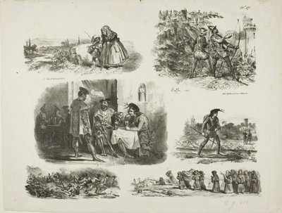 Vázlatok lapja alkotó: Denis Auguste Marie Raffet