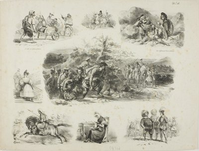 Vázlatok lapja alkotó: Denis Auguste Marie Raffet