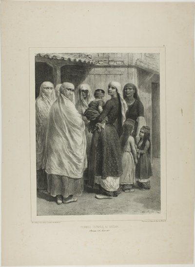 Tatár nők a Bajdarban, Krím, 1837. augusztus 26. alkotó: Denis Auguste Marie Raffet