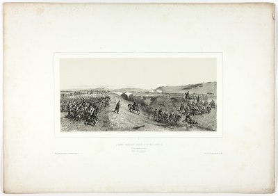 A francia hadsereg megérkezik Maglianellába, a Souvenirs of Italy: Expedition to Rómából alkotó: Denis Auguste Marie Raffet