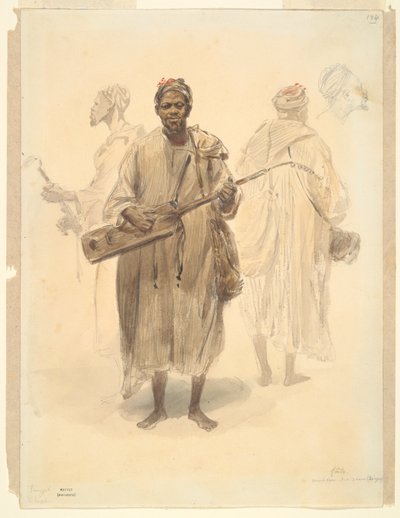 Mór utcazenész? Tanger (Egy mór utcazenész Tangerben) alkotó: Denis Auguste Marie Raffet
