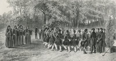 Vallachiai kör, a cigányok előadásában és a második ezred zenészei által táncolva Ghika herceg otthonában, Ghospodar, Vallachia, 1839. alkotó: Denis Auguste Marie Raffet