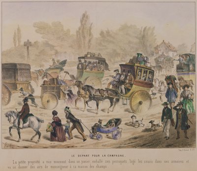 Indulás az országba, tizenkilencedik század közepe (színes litho) alkotó: Denis Clement Pruche