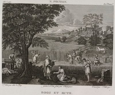 Denis-Sébastien Leroy, Antoine-Claude-François Villerey és Chataigner - Booz és Ruth, Nicolas Poussin nyomán - 1802-1815 alkotó: Denis Sebastien Leroy