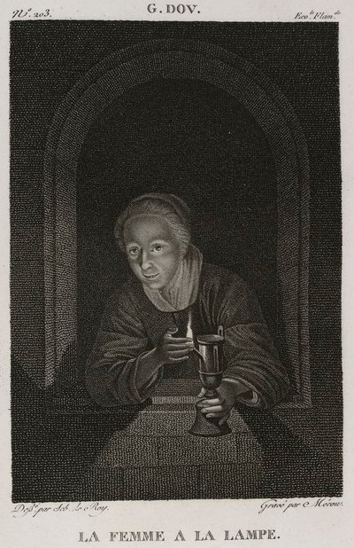 Denis-Sébastien Leroy et Mécou - Nő lámpával, Gerrit Dou után - 1802-1815 alkotó: Denis Sebastien Leroy