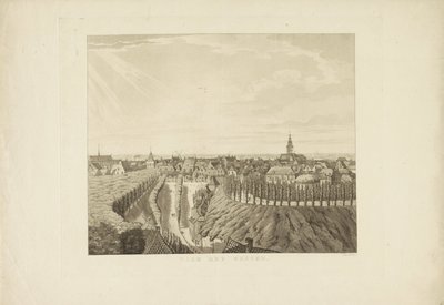 Nijmegen, kilátás a Belvédère felől nyugat felé Nyugatra (cím a tárgyon) Nijmegen városának látnivalói (sorozat címe) Geldersch-panoráma vagy körkép az életről a nymegeni kilátón (sorozat címe) alkotó: Derk Anthony van de Wart