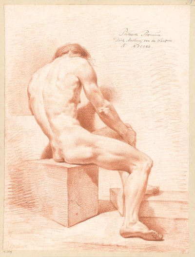 Ülő férfi akt, hátulról nézve (1. díj 1790) alkotó: Derk Anthony van de Wart