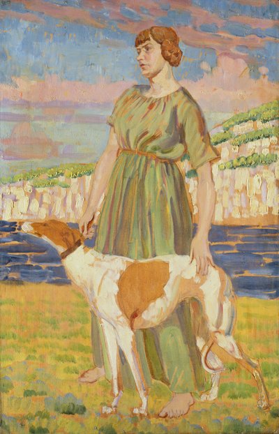 Lipczinski Erzsébet portréja Fanny kutyájával, 1911-12 alkotó: Derwent Lees