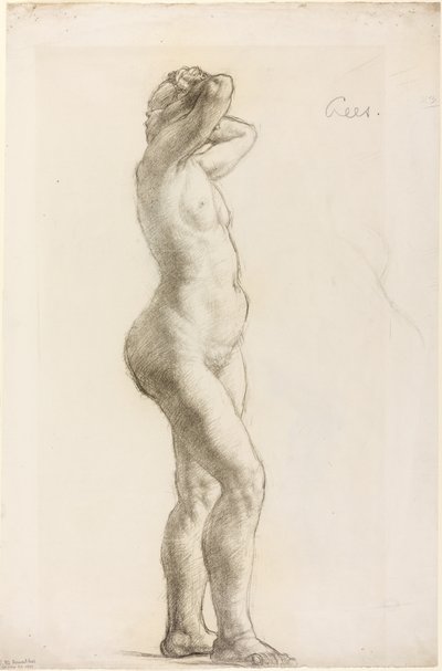 Női alak tanulmánya, 1906-07 körül (fekete kréta, papír) alkotó: Derwent Lees
