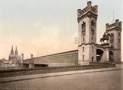 Eisenbahn híd, Rajna folyó, Köln, Németország, 1900 körül alkotó: Detroit Publishing Co.