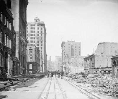 Felnéz a California Streetre a Sansome Street-ről, San Francisco alkotó: Detroit Publishing Co.