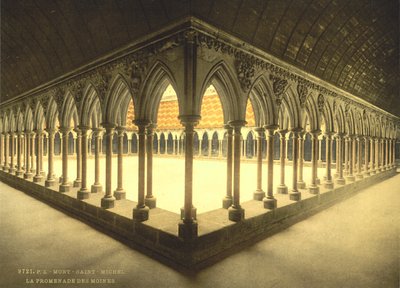 Monks" Promenade, Mont Saint-Michel, Franciaország, Photochrome Print, 1900 körül alkotó: Detroit Publishing Co.