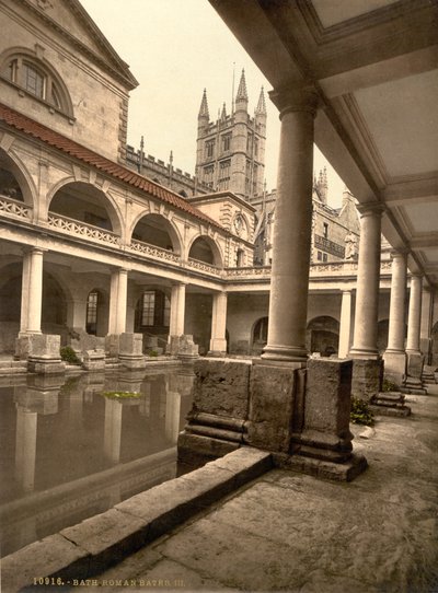 Római fürdő és apátság, Bath, 1890-1900 körül (fotokróm nyomat) alkotó: Detroit Publishing Co.