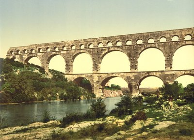 Római híd a Gardon, építette Agrippa, Nîmes, Franciaország, 1900 körül alkotó: Detroit Publishing Co.