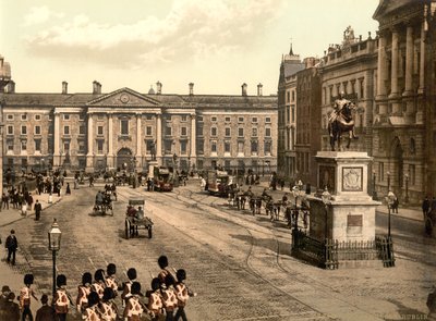 College Green, Dublin, 1890-1900 körül (photochrom) alkotó: Detroit Publishing Co.