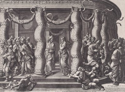 Krisztus és a házasságtörésen elfogott asszony, 1575, újra kiadva 1613. alkotó: Diana Mantuana
