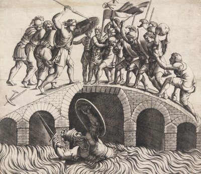 Horatio Coclès Megmenti magát úszással, 16. század. alkotó: Diana Mantuana