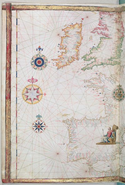 A Brit-szigetek és Ibéria, részlet egy világatlaszból, 1565 alkotó: Diego Homem