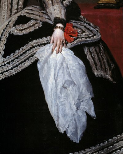 Kéz és sál Mária Anna (Marianne) osztrák királynő (1634-1696), IV. Fülöp felesége portréjának részlete”” Diego Velasquez (1599-1660) festménye 17. századi Madrid, Prado Múzeum alkotó: Diego Velázquez
