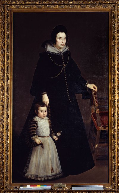 Antonia de Ipenarrieta portréja fiával, Luisszal. Diego Rodriguez de Silva y Velasquez (1599-1660) festménye alkotó: Diego Velázquez