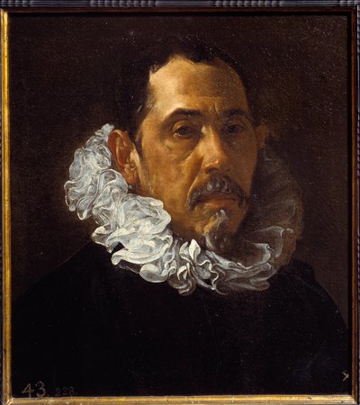 Francisco Pacheco spanyol festő (1564-1654) portréja. Diego Rodriguez de Silva y Velasquez (1599-1660) festménye, 1620 körül. Olaj, vászon. Méretek: 0,40 X 0,36 m. Madrid. Prado Múzeum alkotó: Diego Velázquez
